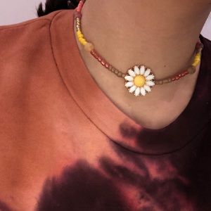 Sunflower beaded choker